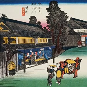 Scenery of Narumi in Edo Period, Painting, Woodcut, Japanese Wood Block Print