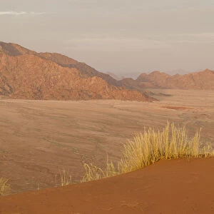 Scenic sunset view of desert landscape from Elim Dune, Namib-Naukluft National Park, Hardap Region, Namibia
