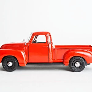 Vintage Red Truck on White Background