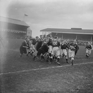 Rugby match between Army and Navy at Twickenham. An Army man obtains possession from a scrum