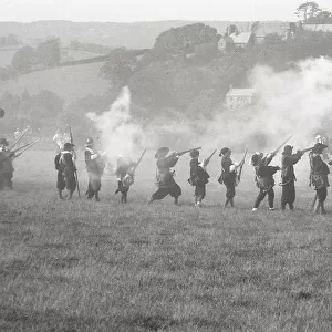 Mock civil war battle, Lostwithiel, Cornwall. June 1980