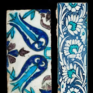 Two 17th century Ottoman Syria ceramic tile Fragments (ceramic)