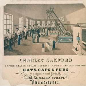 Advertisement for Charles Oakford, Hat Manufacturer, Philadelphia, c. 1850 (litho)