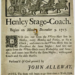 Advertisement for the Henley Stage Coach, 1717 (woodcut)