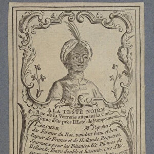 Advertisement for A la Teste Noire stationers, Paris, 1756 (engraving)