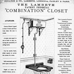 Advertisement for The Lambeth Patent Pedestal "Combination"Closet, c