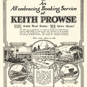 Advertisement for the ticket booking services of Keith Prowse & Co, Ltd (litho)