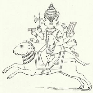 Agni, Hindu fire god (engraving)