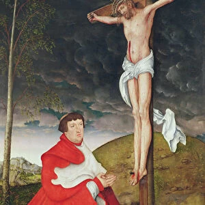 Albert, Cardinal Elector of Mainz at the foot of the Cross (oil on panel)