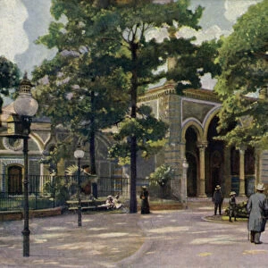 Antelope house, Berlin Zoological Garden, Germany (colour litho)