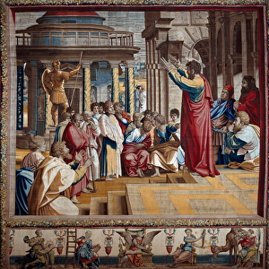 The apostle Saint Paul preaching in the aeropage of Athenes Tapestry after painting
