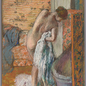 Apres le bain, c. 1886 (pastel on paper laid down on board)