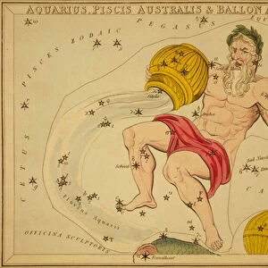Aquarius, Piscis Australis & Ballon Aerostatique, Illustration from Urania