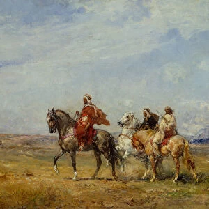 An Arab Hunting Party (oil on canvas)