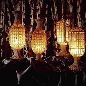 Art Nouveau: Victor Glass Beads Vase Shape Table Lamps Rings (Glass)