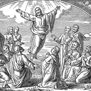 Ascension, Biblical Scene, Historical, Digital Reproduction of an Original 19th century Artwork