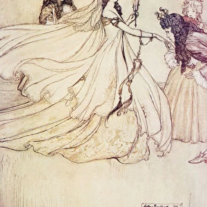 Ashenputtel goes to the ball, from The Fairy Tales of the Brothers Grimm, pub