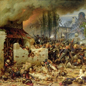 Attacking the Prussians in Plancenoit in the Battle of Waterloo, 1863 (oil on canvas)