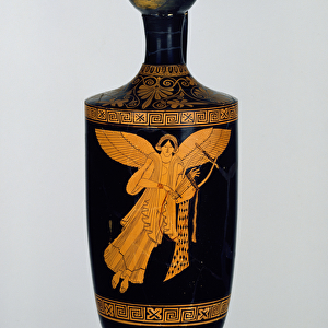 Attic red-figure lekythos decorated with a winged figure of Nike, found at Gela, c