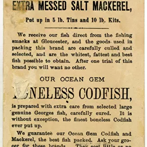 Austin, Nichols & Co. Ocean Gem Mackerel, trade card verso. (lithograph [trade card])