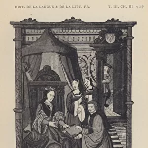Un Auteur Presentant Son Livre A Marguerite De Navarre (litho)