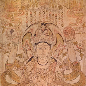 Avalokiteshvara with nine heads and six arms, from Dunhuang, Gansu Province, Tang Dynasty