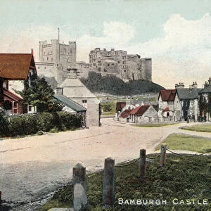 Bamburgh Castle and Village, from West (photo)
