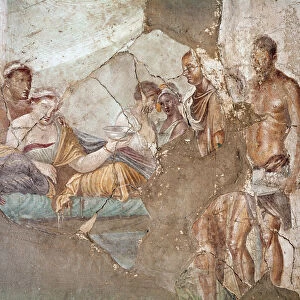 A banquet, probably the Queen of Numidia Sophonisba committing suicide by drinking poison (fresco, 1st century AD)