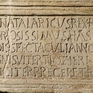 Barbarian civilization: inscription testimoning to the existence of a theater in Ticinum