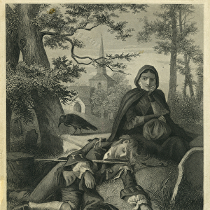 Barnaby and His Mother Waiting For the Coach (engraving)