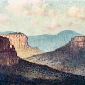 The barrier of the Blue Mountains (colour litho)