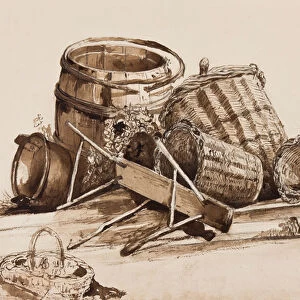 Baskets, barrels and bench, with additions by Prince Alfonso Maria di Borbone (1841-1934)