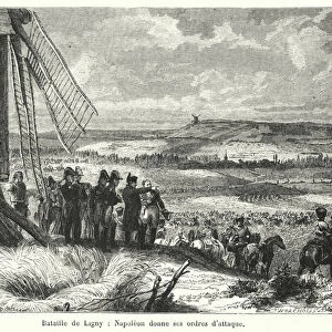Bataille de Ligny, Napoleon donne ses ordres d attaque (engraving)