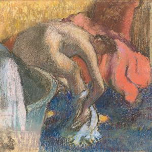 After the bath, woman drying her leg (the red robe), c. 1893 (pastel on paper)