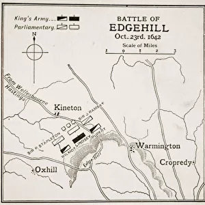Battle of Edgehill, October 23rd 1642 (litho)