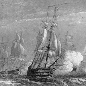 Battle naval d Ouessant in the 18th century disputed between the French