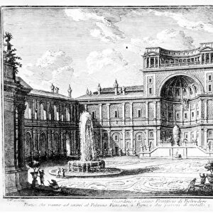 The Belvedere Court in the Vatican Rome (engraving)