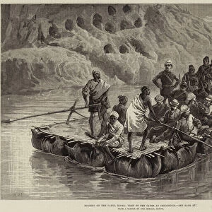 Boating on the Cabul River, Visit to the Caves at Chicknour (engraving)