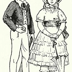 Boy and Girl of early Victorian Times (litho)