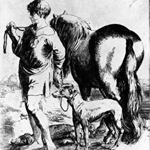 Boy with a Horse and Two Dogs, c. 1597-1610 (etching)
