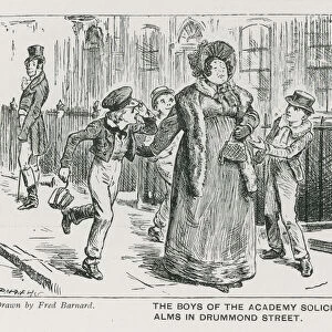 The boys of the Wellington House Academy soliciting alms in Drummond Street (engraving)