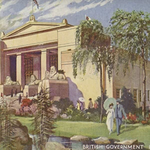 The British Government Pavilion, British Empire Exhibition, Wembley, 1924 (colour litho)