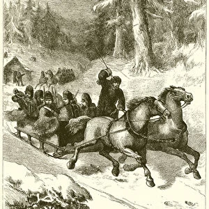 British troops conveyed through Canada (engraving)