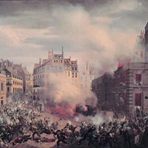 The Burning of the Chateau d Eau at the Palais-Royal, 24th February 1848 (oil
