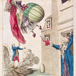 Cartoon ridiculing fashion and ballooning, c. 1783-4 (colour litho)