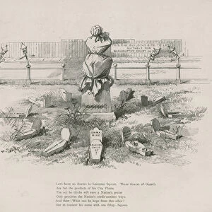 Cartoon, satire on Albert Grant, the graves representing his shady speculations (engraving)