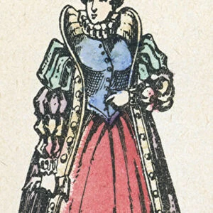 Catherine de Medicis, Femme de Henri II (coloured engraving)