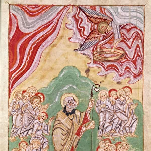 Celestial migration, from Vie et Miracles de Saint Amand, c. 1075 (vellum)