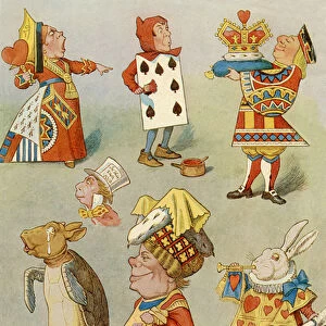 Characters from Alice in Wonderland (colour engraving)