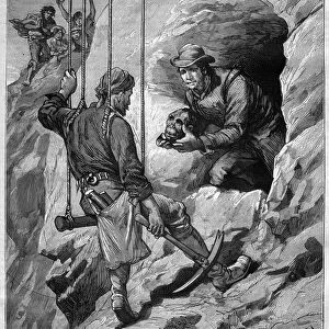 Charles Wiener (1851-1913) French explorer and diplomat exploring a burial cave of Peru